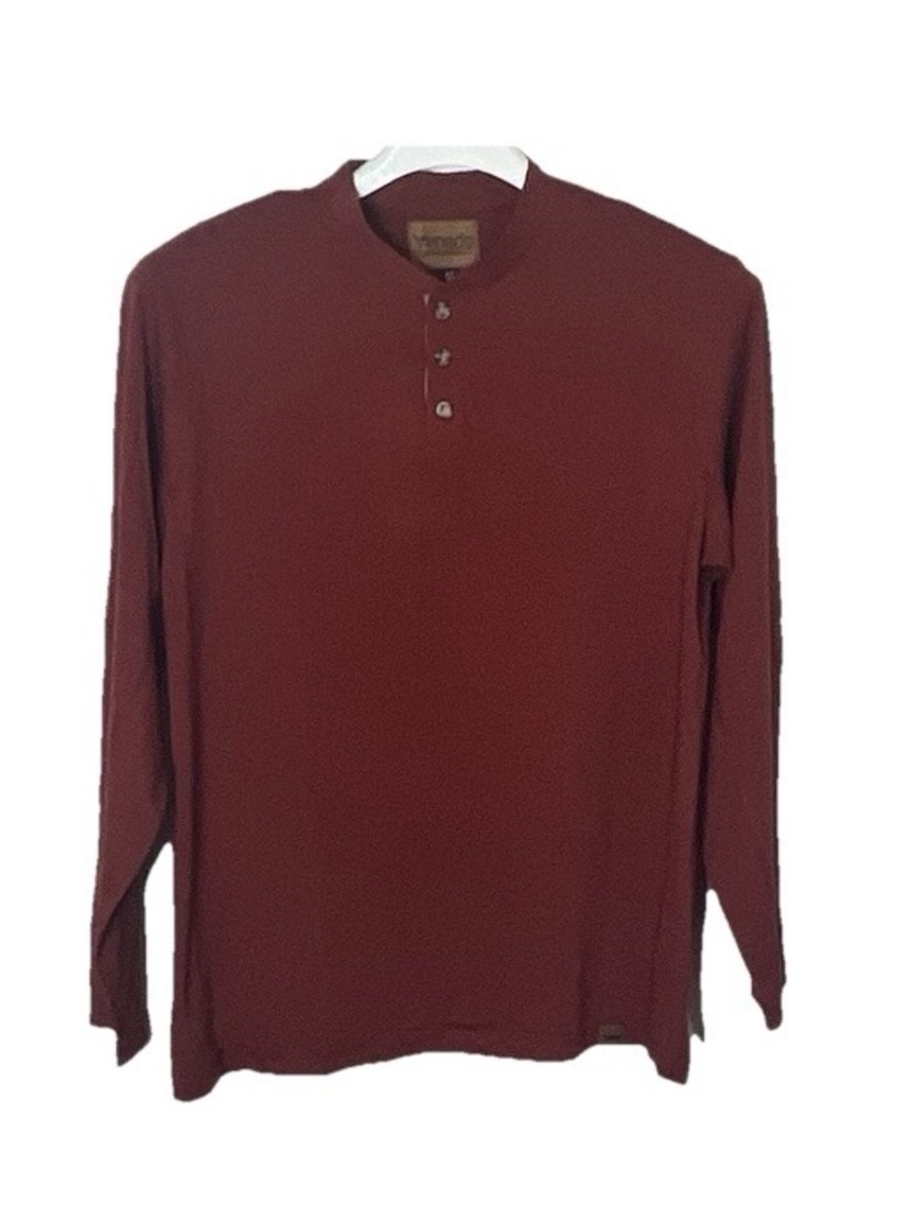 Venado Men's Long-Sleeve Henley Shirt - Maroon